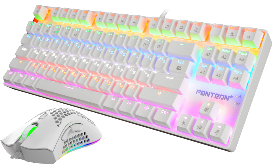 Игровой набор с LED-подсветкой механическая клавиатура + программируемая мышь PANTEON GS8001
